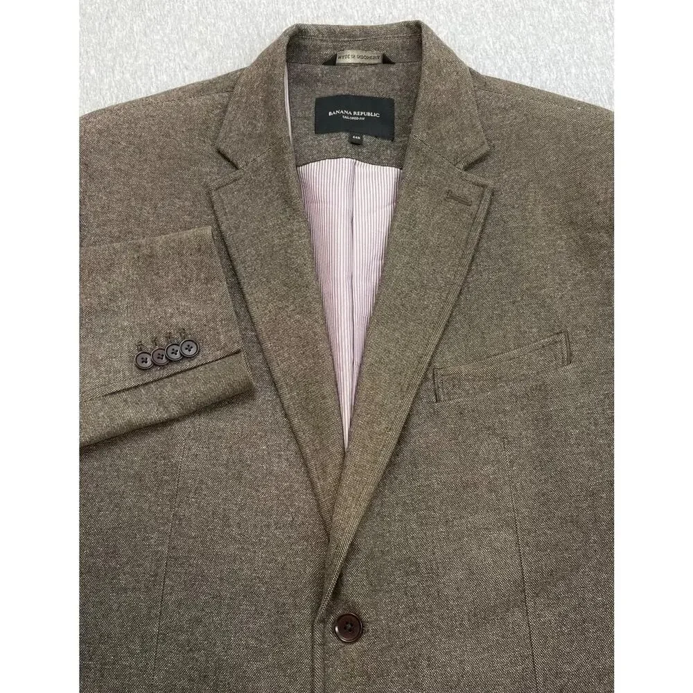 Banana Republic Blazer Mens‎ 44R Speckled 100% Cotton Elbow Patch Single Breast